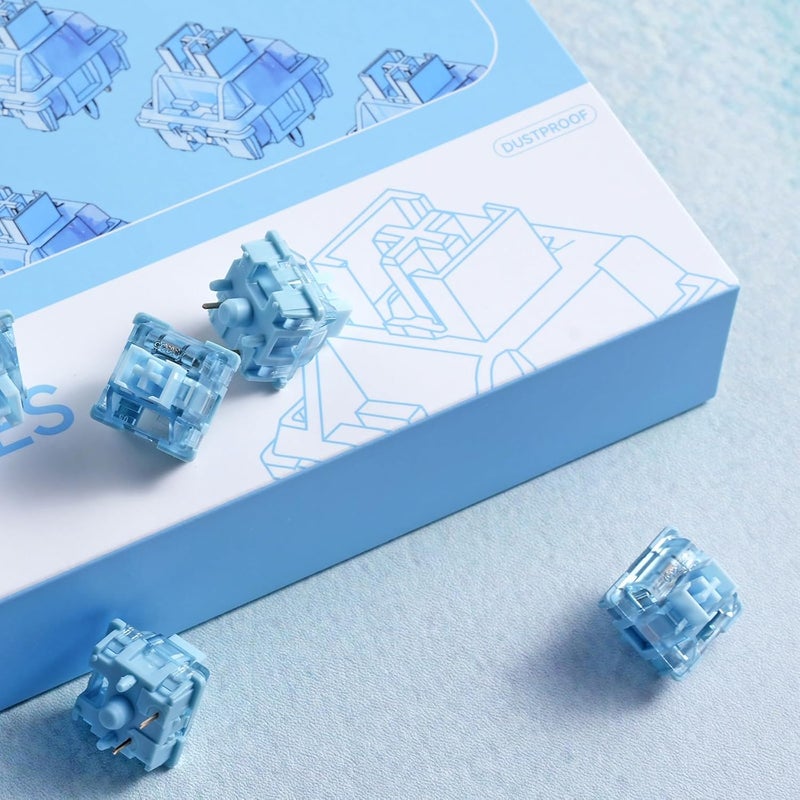 AKKO مفتاح V3 كريمي أزرق برو مع ساق مضاد للغبار للوحة مفاتيح الألعاب الميكانيكية، 5 دبابيس 45gf مفاتيح لمسية مشحمة مسبقًا (45 قطعة) - Image 4